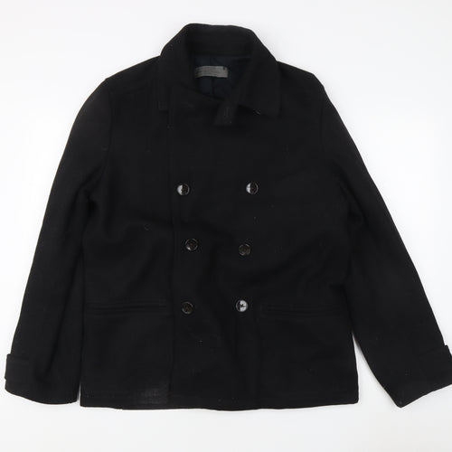 Gap Men's Black Pea Coat Large Lined Mid-Length