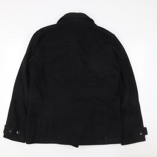 Gap Men's Black Pea Coat Large Lined Mid-Length