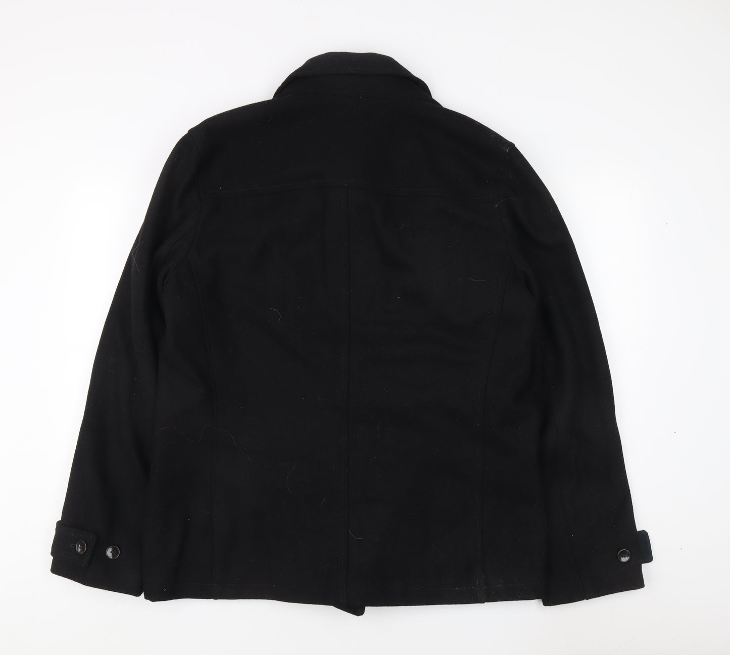 Gap Men's Black Pea Coat Large Lined Mid-Length