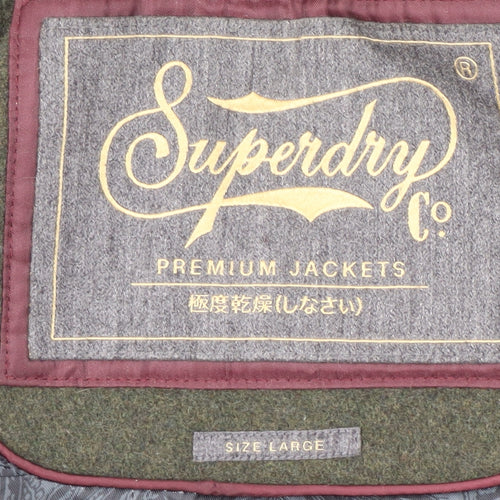 Superdry Men's Green Wool Pea Coat Size L