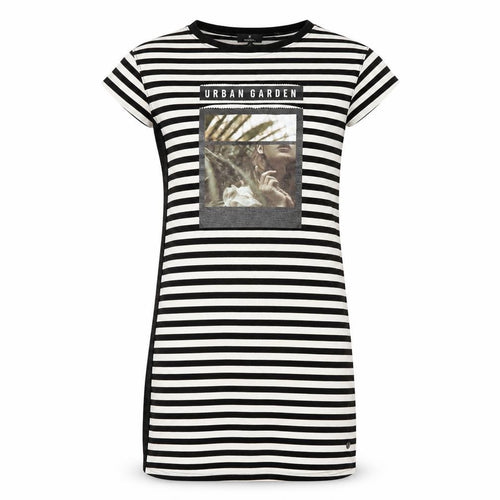 Monari Women's Black Striped T-Shirt Dress, Size 8