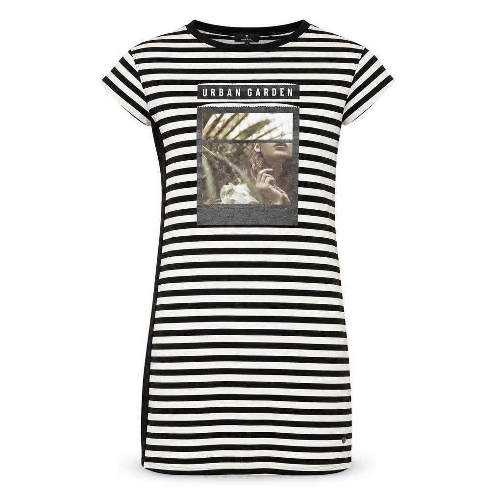 Monari Women's Black Striped T-Shirt Dress, Size 8