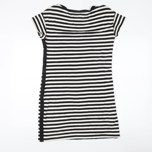 Monari Women's Black Striped T-Shirt Dress, Size 8