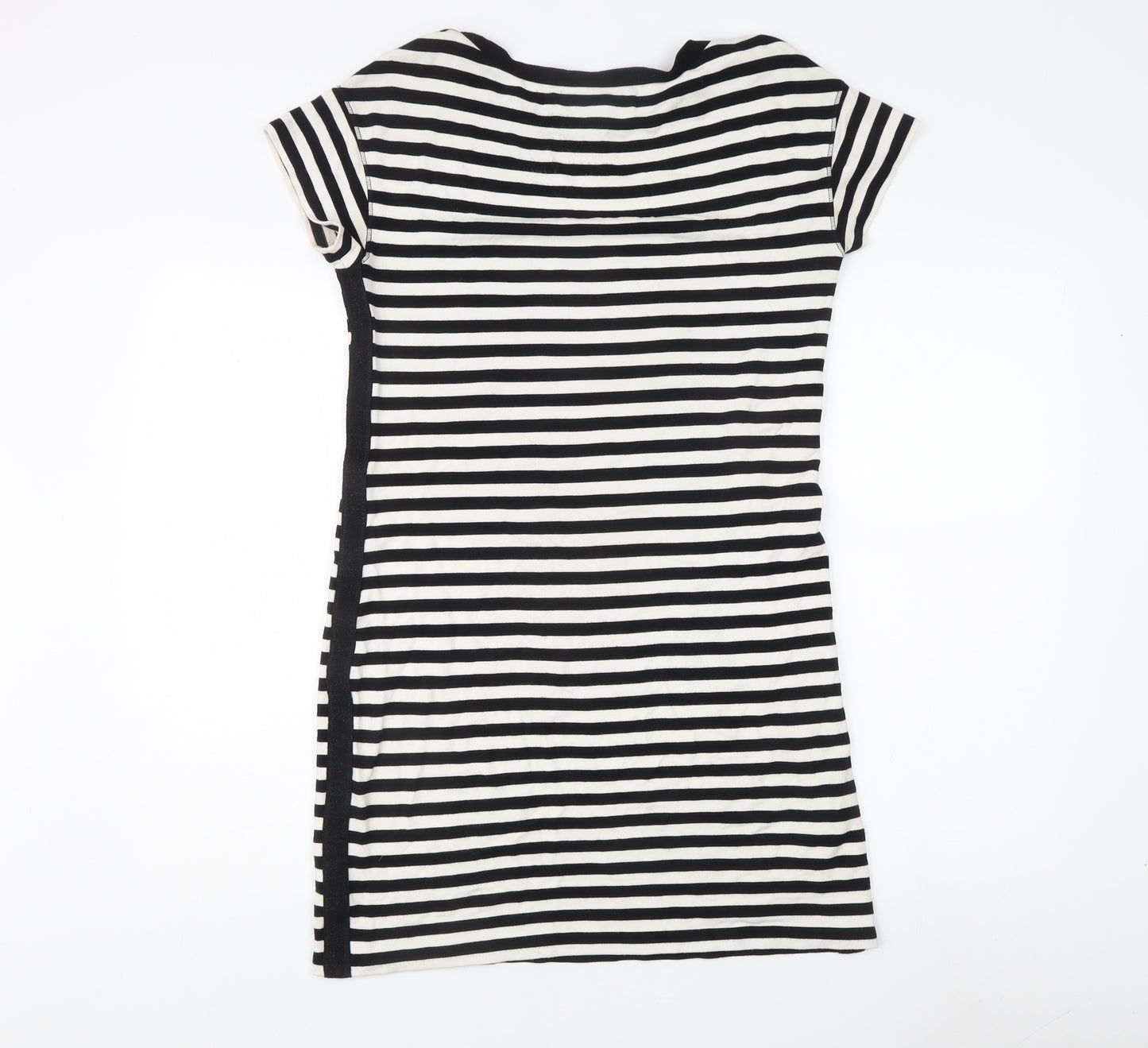 Monari Women's Black Striped T-Shirt Dress, Size 8