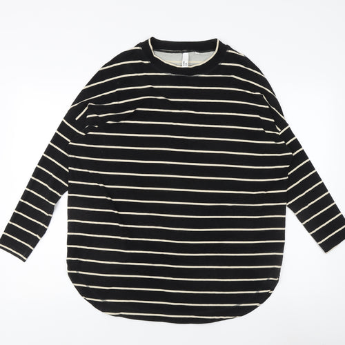 AND/OR Women's Black Striped T-Shirt Size 8