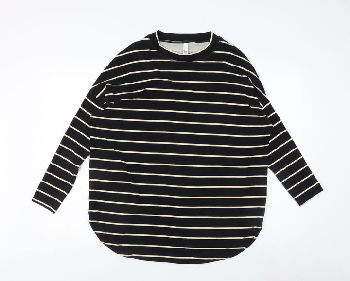 AND/OR Women's Black Striped T-Shirt Size 8