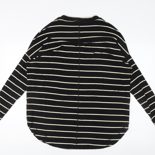 AND/OR Women's Black Striped T-Shirt Size 8