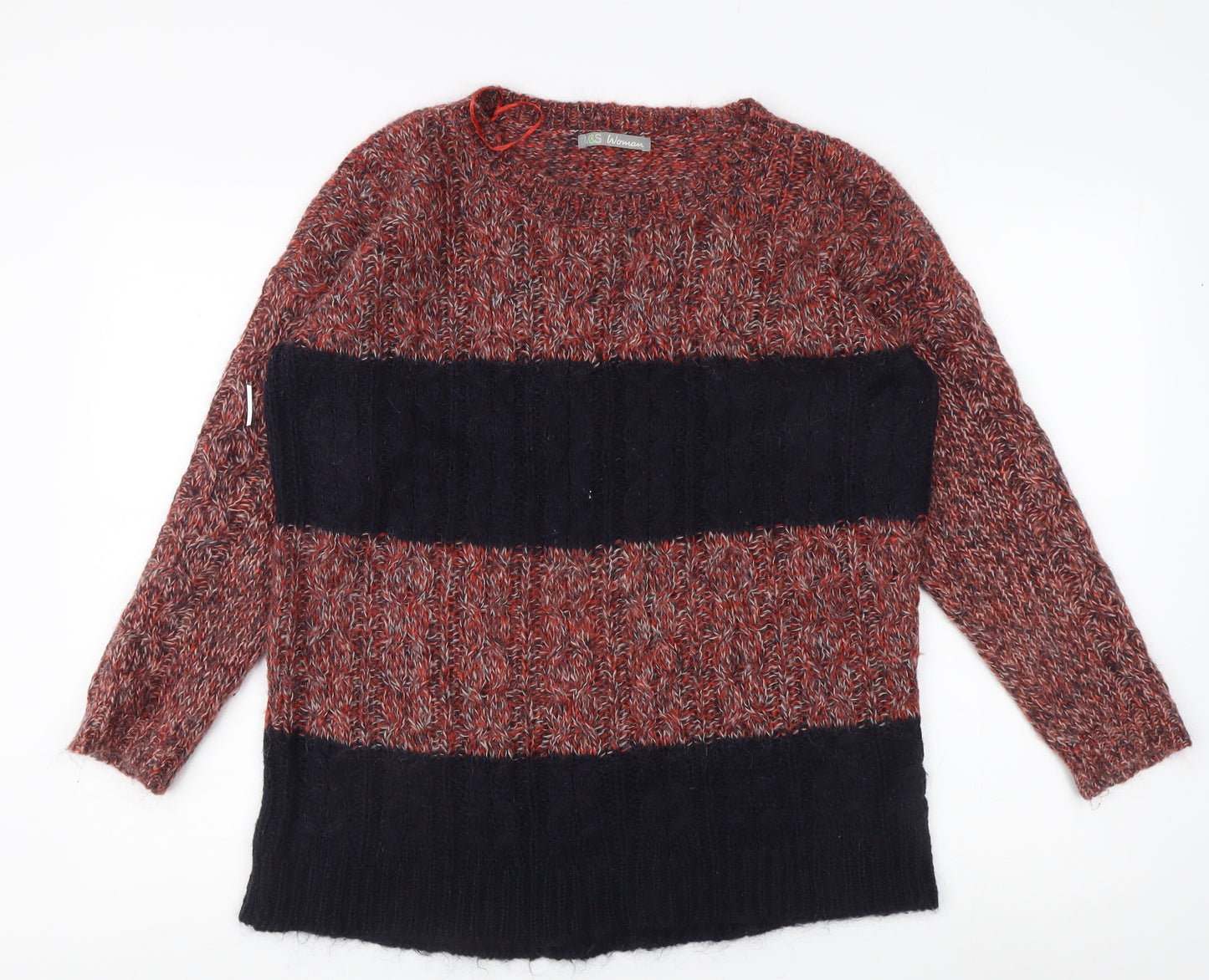 Marks and Spencer Women's Multicoloured Cable-Knit Jumper Size 12