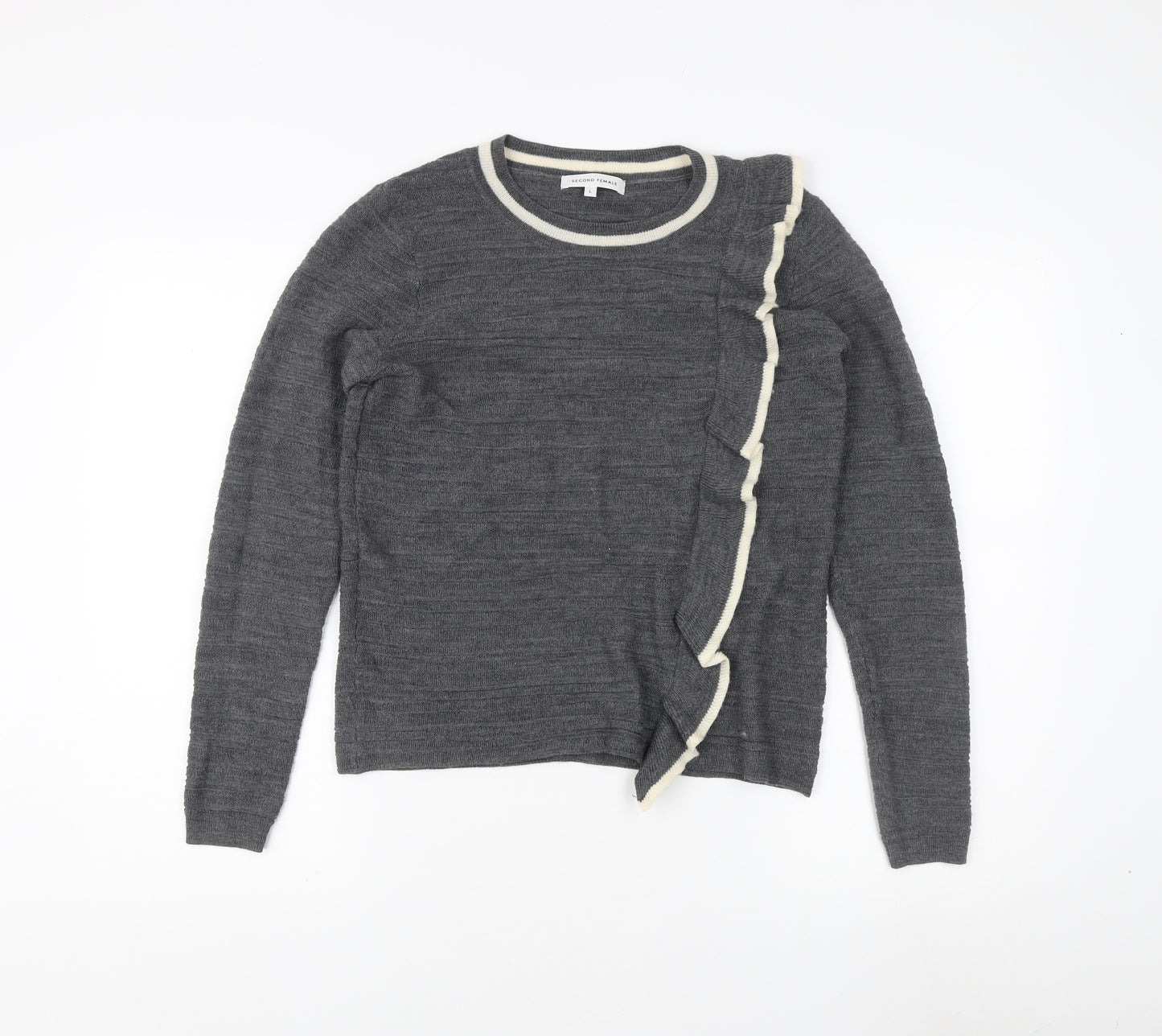 Second Female Grey Wool Pullover Jumper L Women's