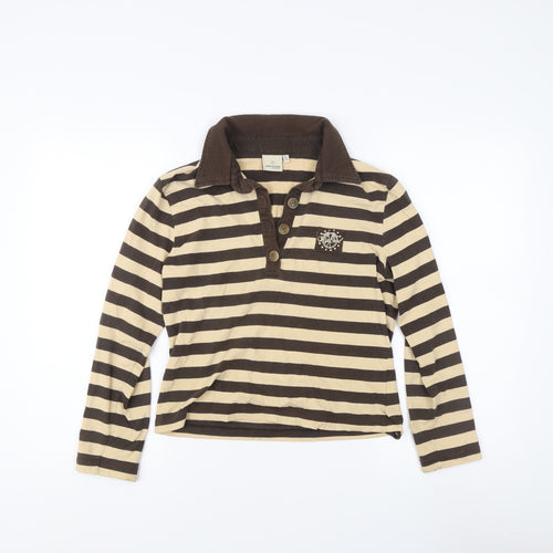 Rip Curl Women's Brown Striped Polo Shirt L