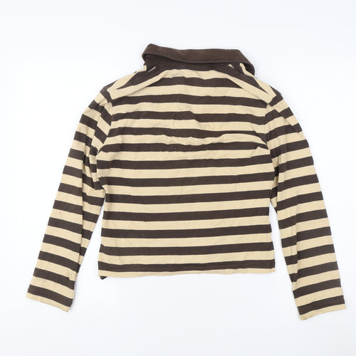 Rip Curl Women's Brown Striped Polo Shirt L