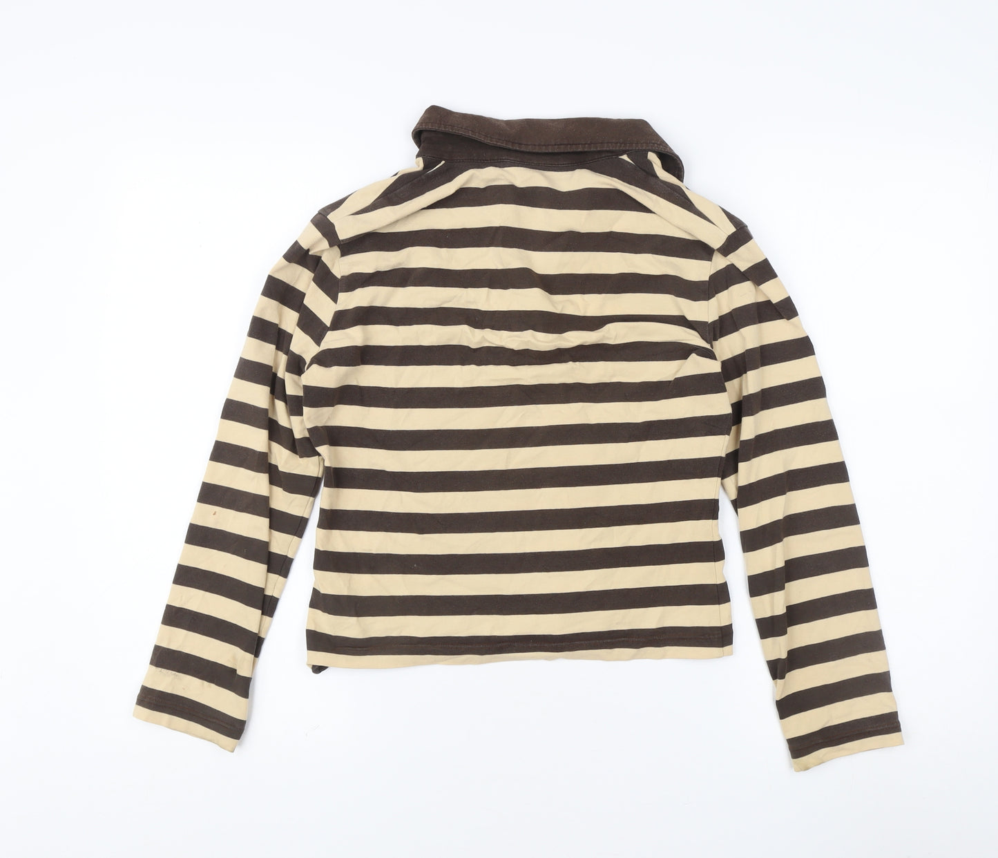 Rip Curl Women's Brown Striped Polo Shirt L