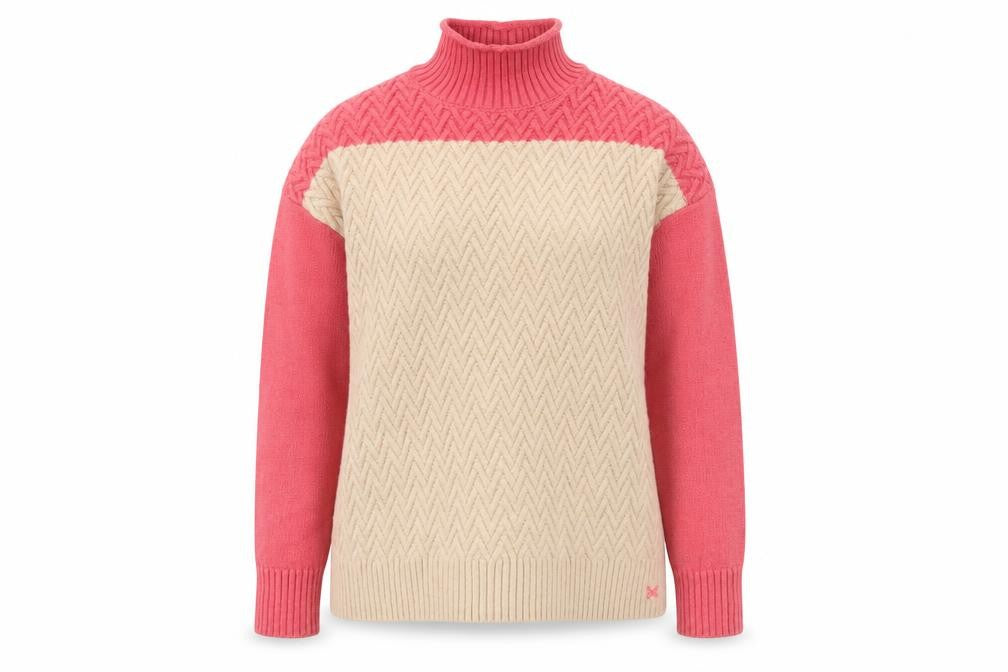 Front view of Crew Clothing Multicoloured Cable-Knit Jumper