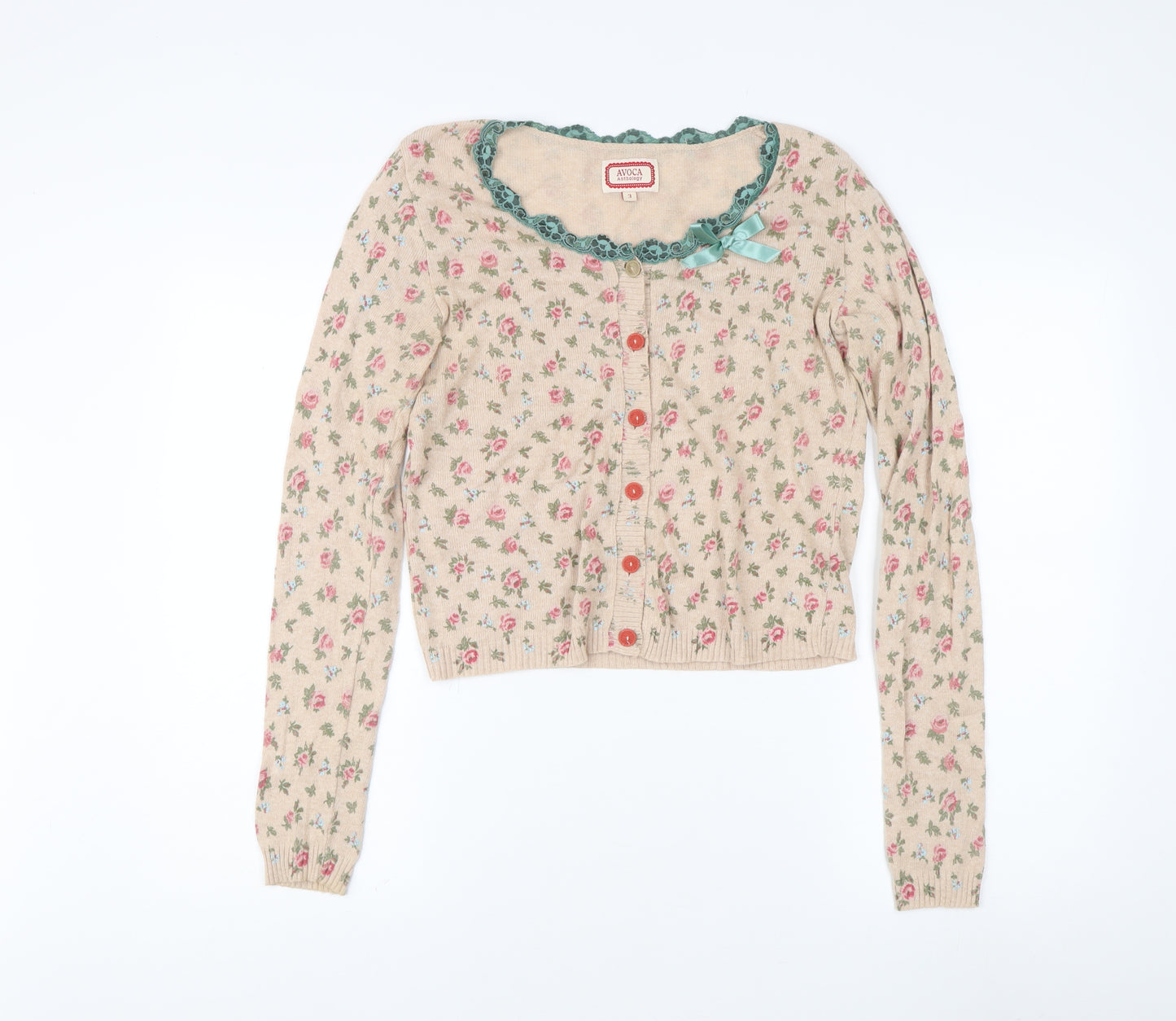 Avoca Anthology Women's Beige Floral Cardigan M