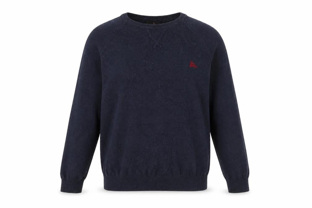 Front view of Simon Carter Men's Blue jumper, size S, Crew Neck