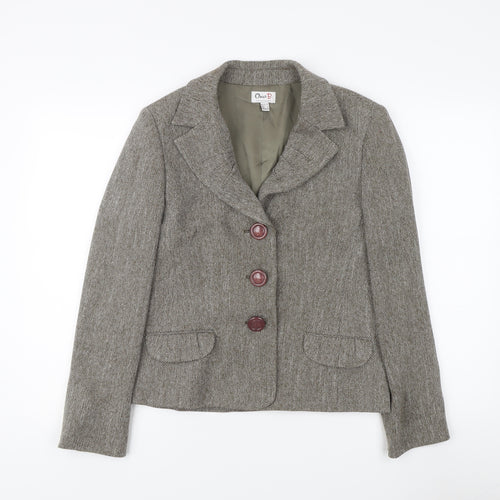 Oxmo Women's Grey Tweed Blazer, Classic Fit, Size M