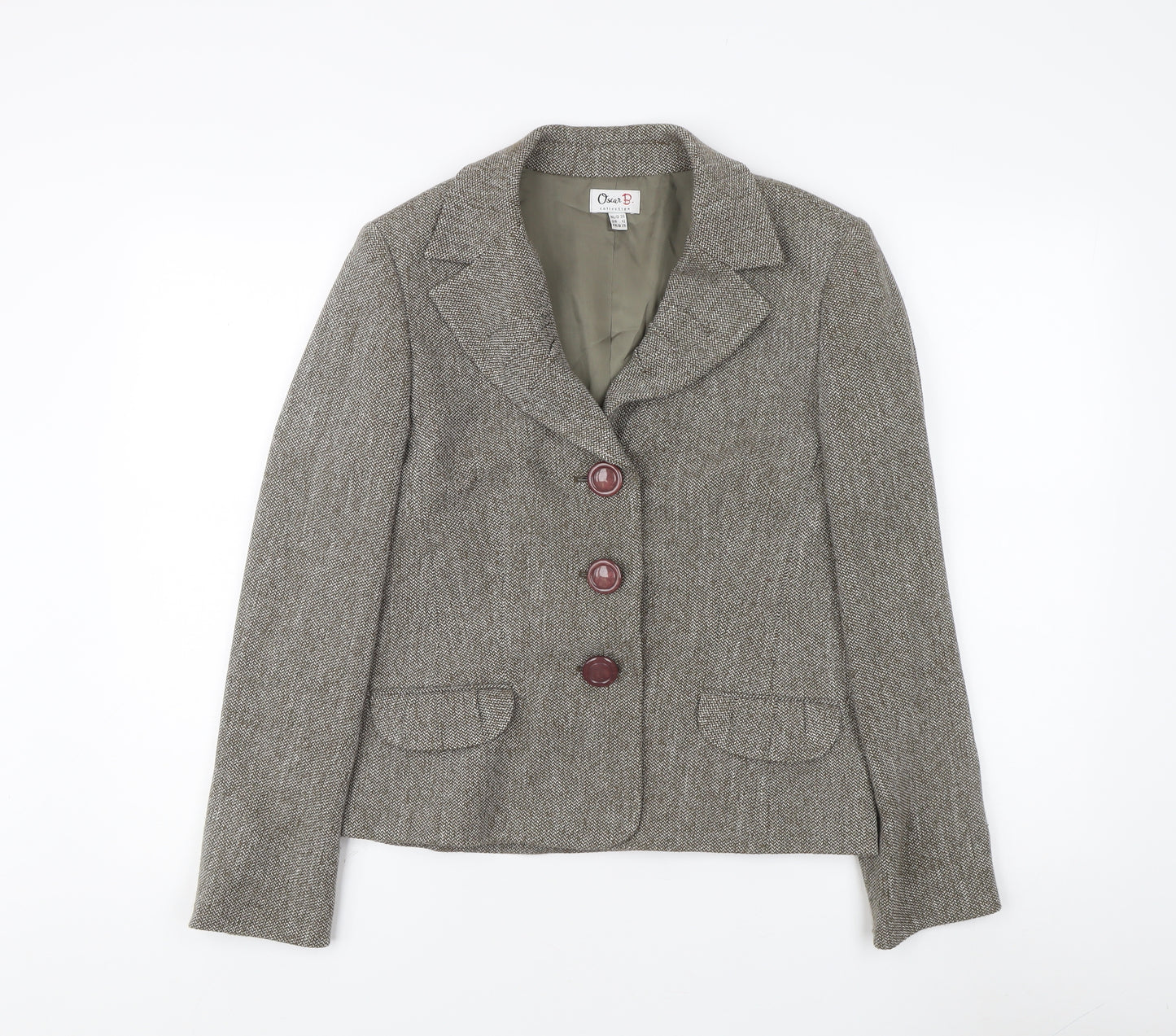 Oxmo Women's Grey Tweed Blazer, Classic Fit, Size M