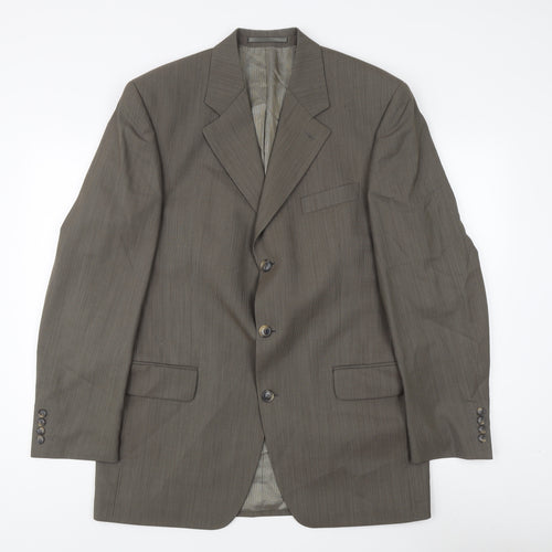 Diffney Men's Brown Striped Wool Blazer, Formal 40