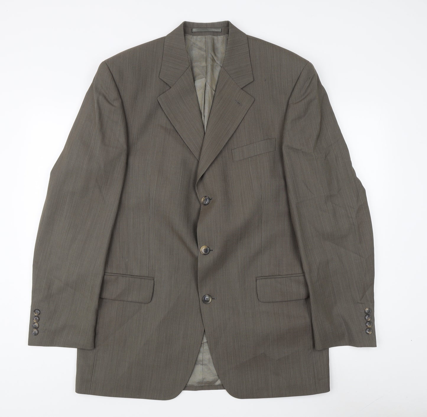 Diffney Men's Brown Striped Wool Blazer, Formal 40