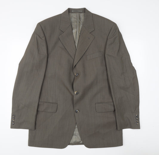 Diffney Men's Brown Striped Wool Blazer, Formal 40