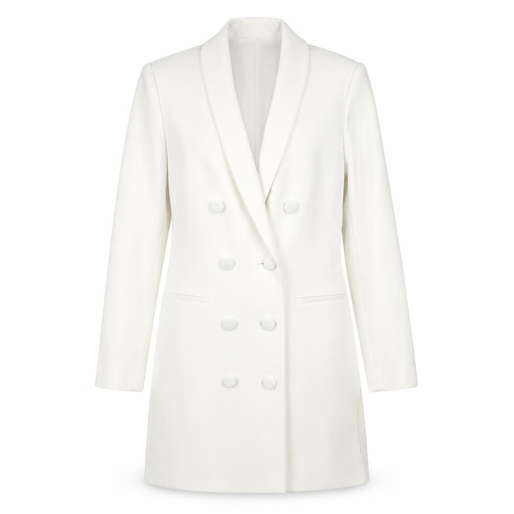 Front view of Alice + Olivia Women's White Tuxedo Suit Jacket, size 6