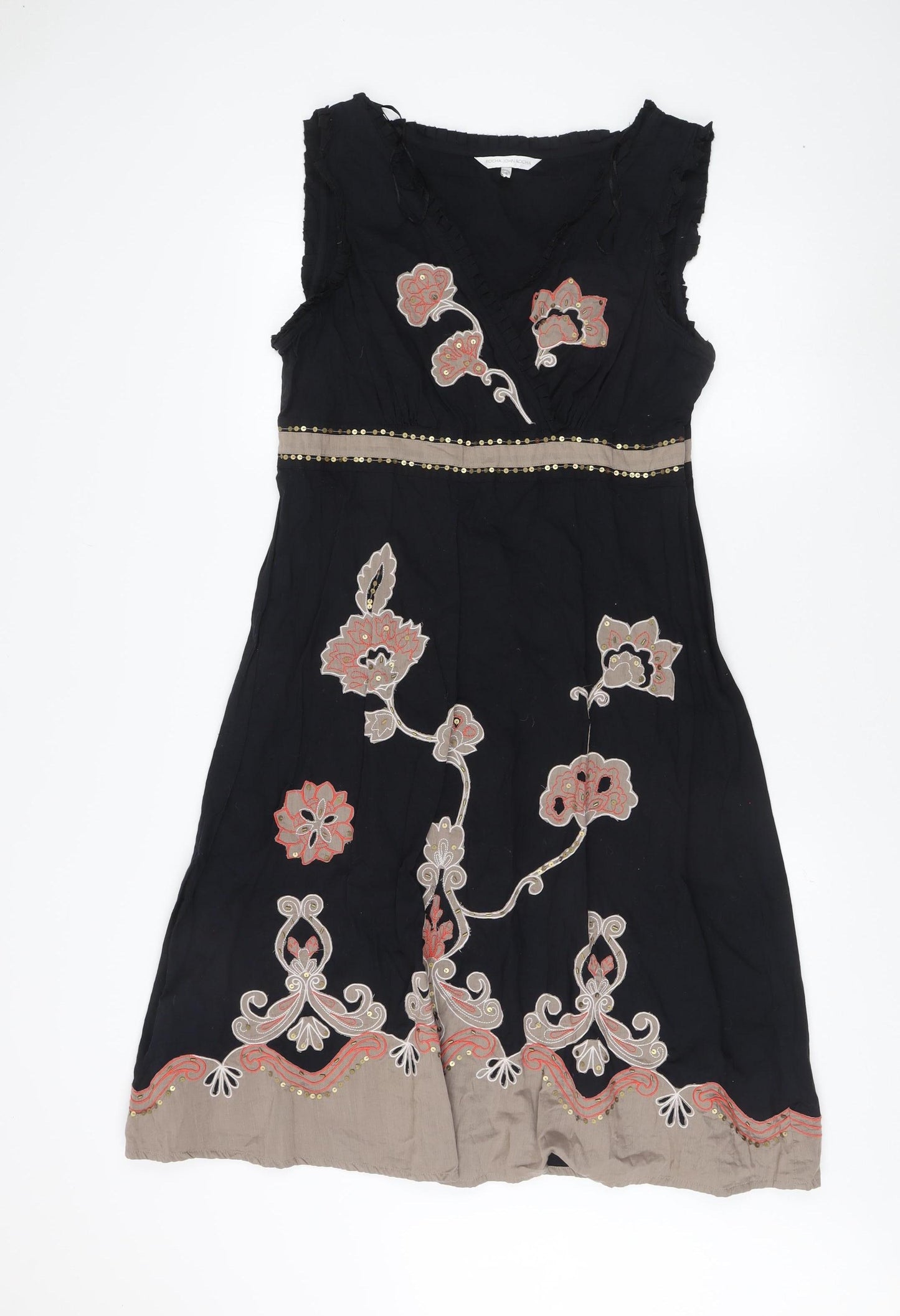 Rocha John Rocha Black Floral Embroidered Dress 16
