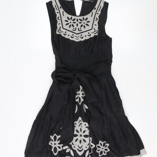Warehouse Women’s Black Silk Sleeveless Dress