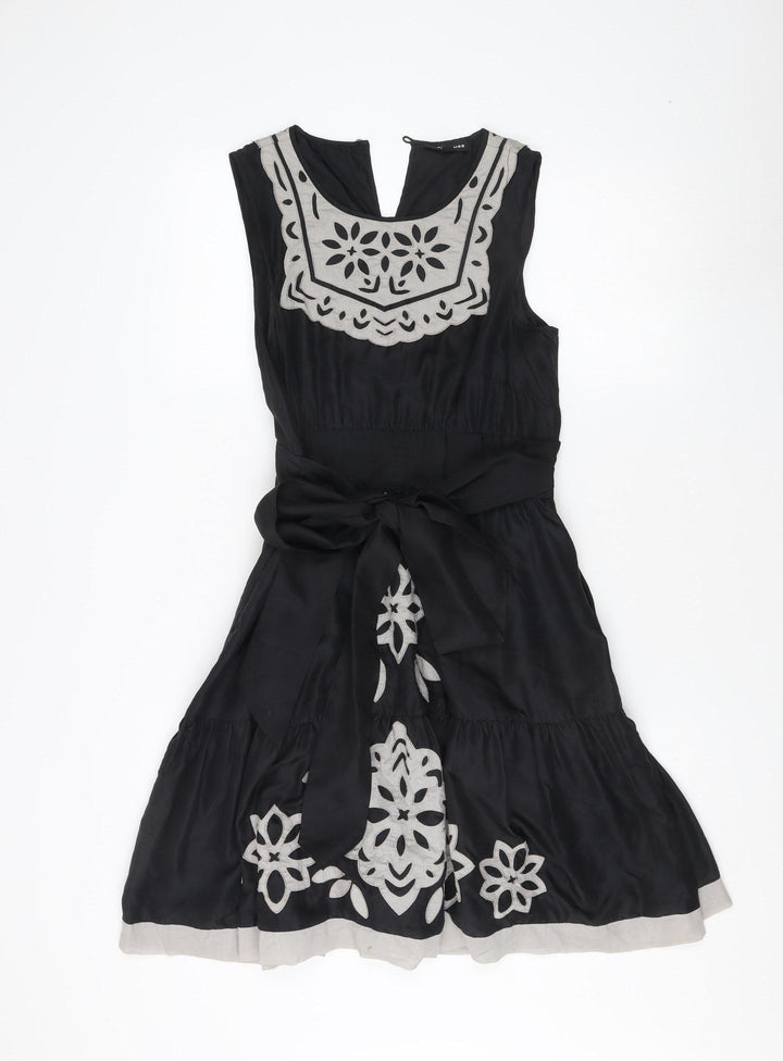 Warehouse Women’s Black Silk Sleeveless Dress