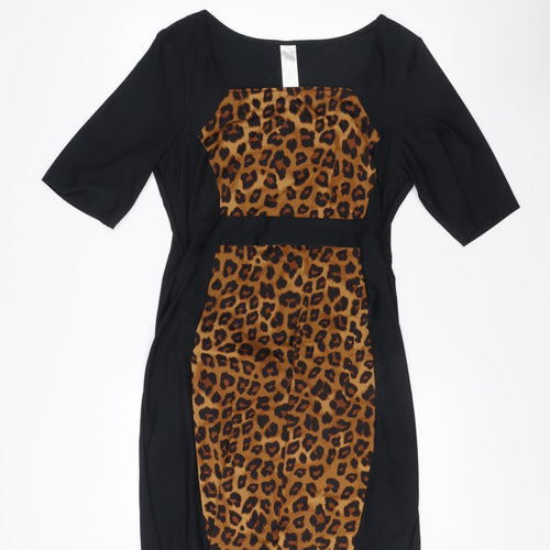 Avon Women's Black Animal Print Half Sleeve Dress 16-18