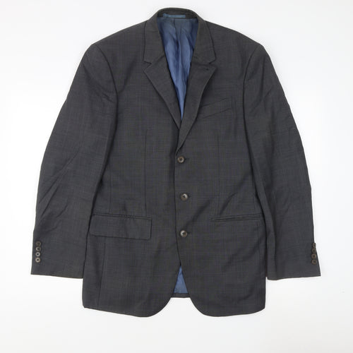 Next Men's Grey 38R Wool Blazer, Regular Fit