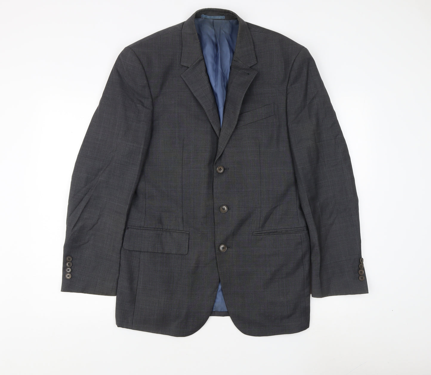 Next Men's Grey 38R Wool Blazer, Regular Fit