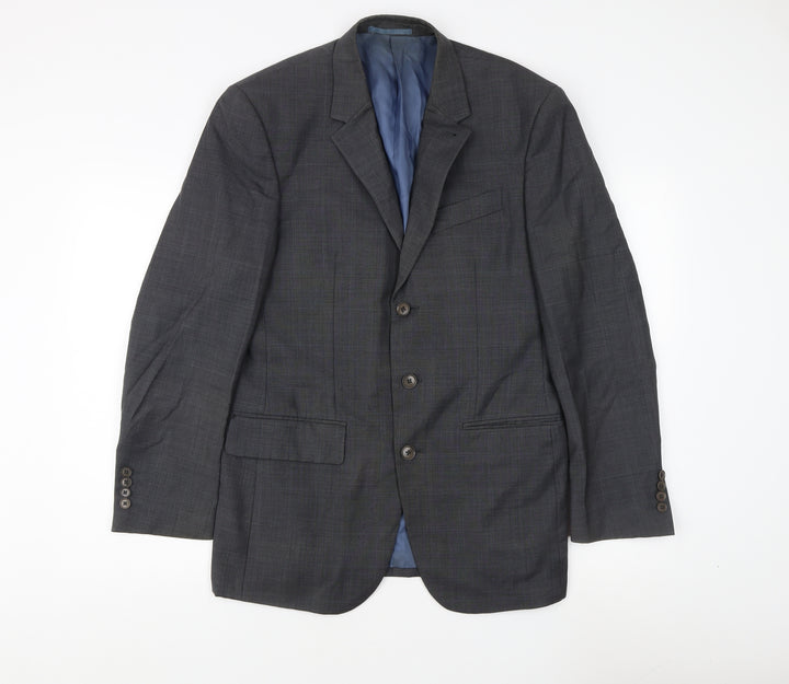 Next Men's Grey 38R Wool Blazer, Regular Fit