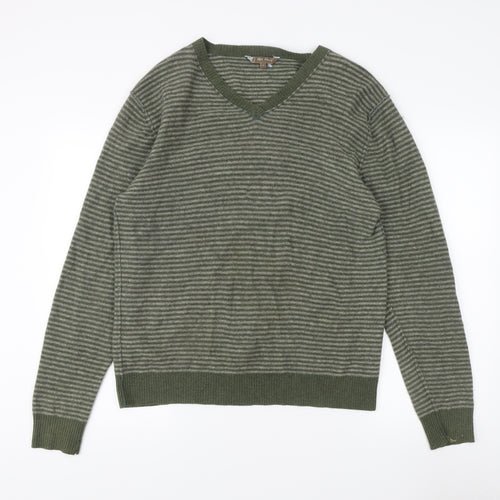 Fat Face Men's Green Striped Pullover Jumper M