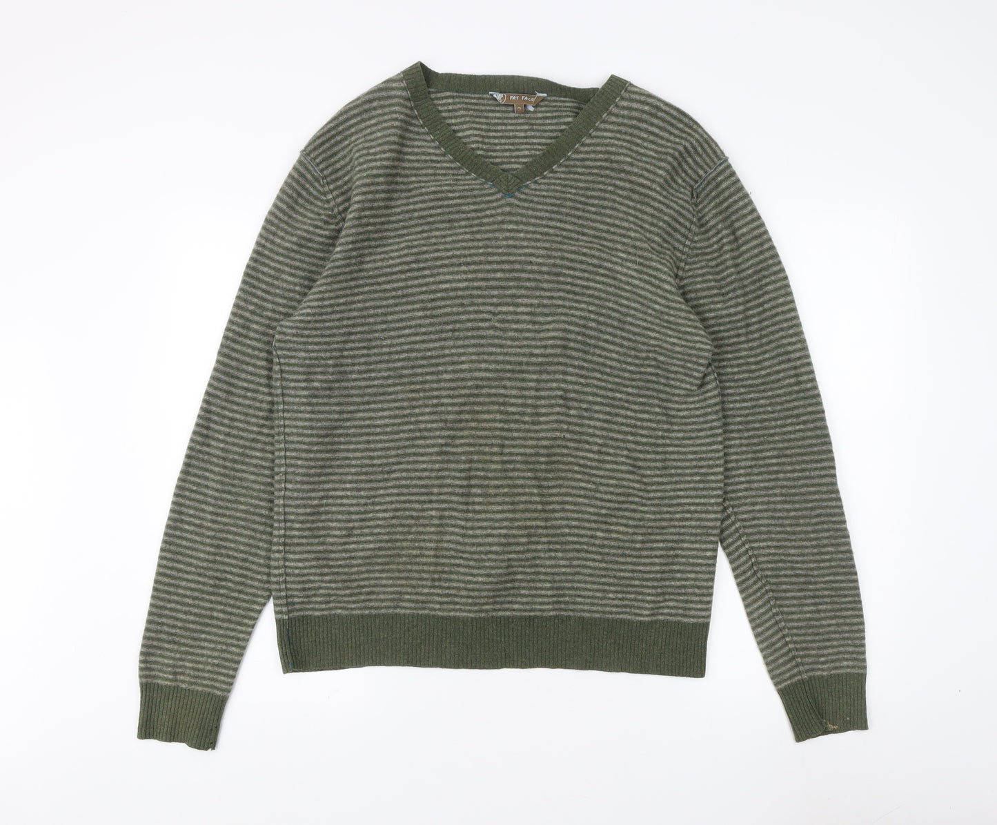 Fat Face Men's Green Striped Pullover Jumper M