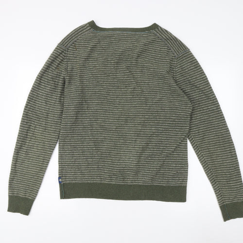 Fat Face Men's Green Striped Pullover Jumper M