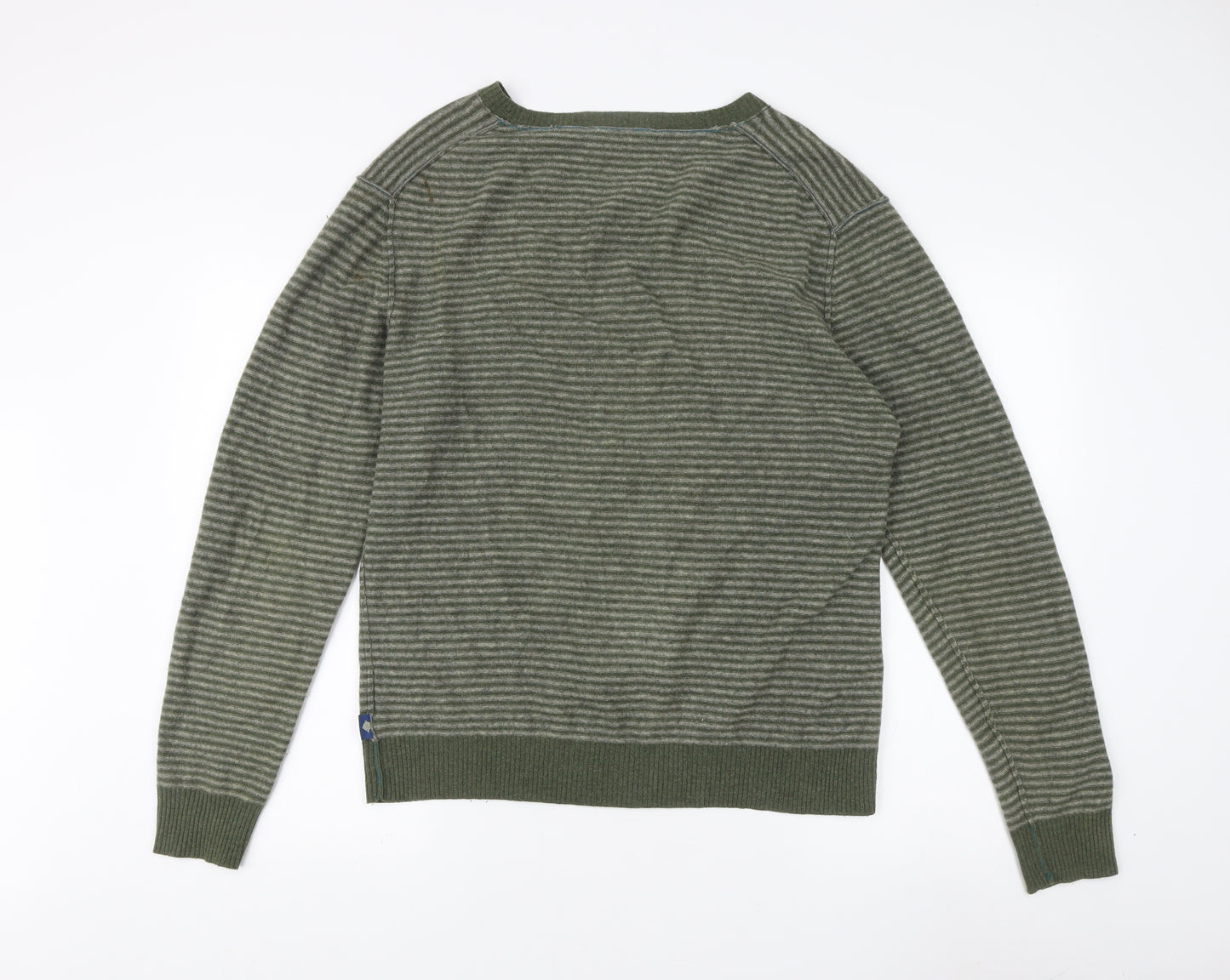 Fat Face Men's Green Striped Pullover Jumper M