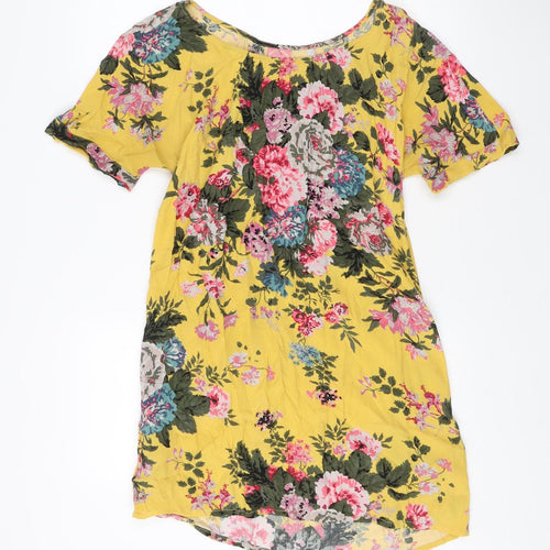 Joules Women's Yellow Floral Blouse, Size 12, Spring/Summer