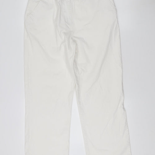 Platform Women's White Straight Cotton Trousers Size 16