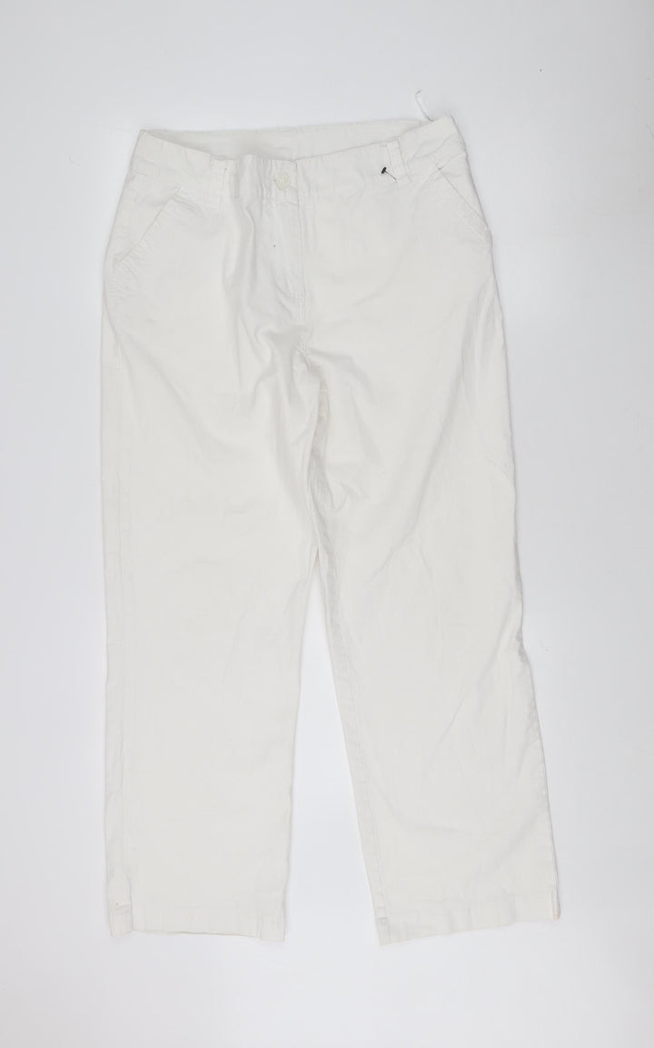 Platform Women's White Straight Cotton Trousers Size 16