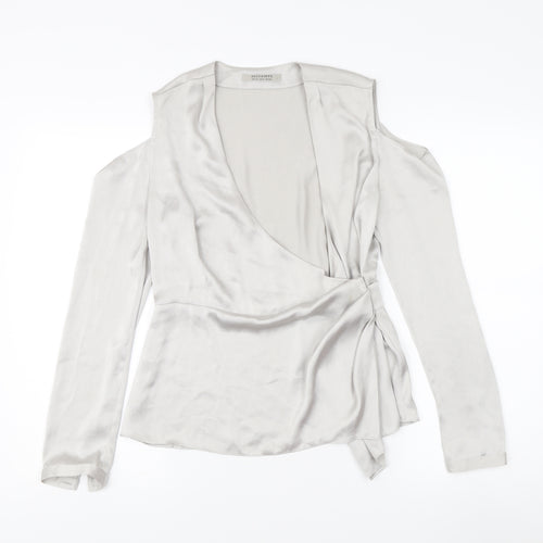 AllSaints Women's Grey Wrap Blouse, Size 10