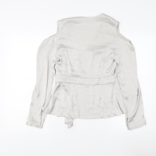 AllSaints Women's Grey Wrap Blouse, Size 10