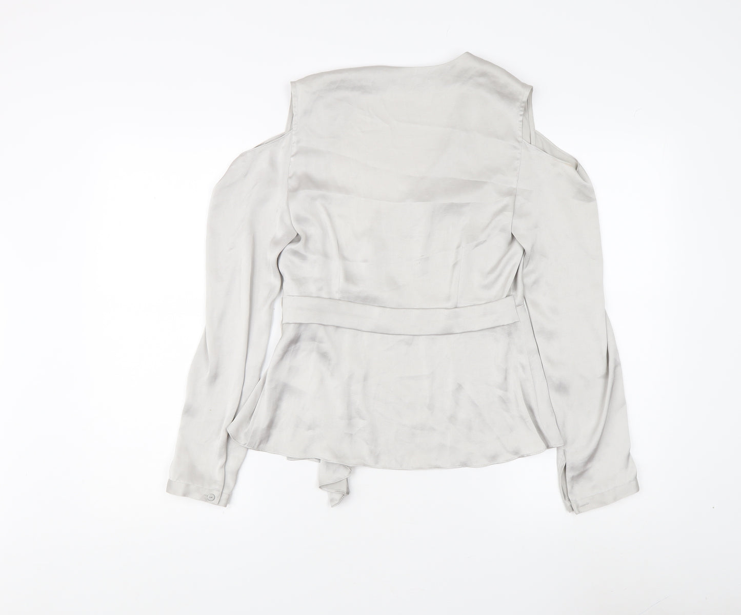 AllSaints Women's Grey Wrap Blouse, Size 10