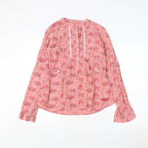 Lee Cooper Women's Pink Floral Blouse - Size L