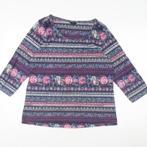 M&Co Women's Multicoloured Floral Top, Size 16, 3/4 Sleeve