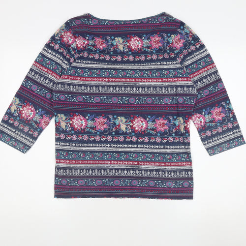 M&Co Women's Multicoloured Floral Top, Size 16, 3/4 Sleeve