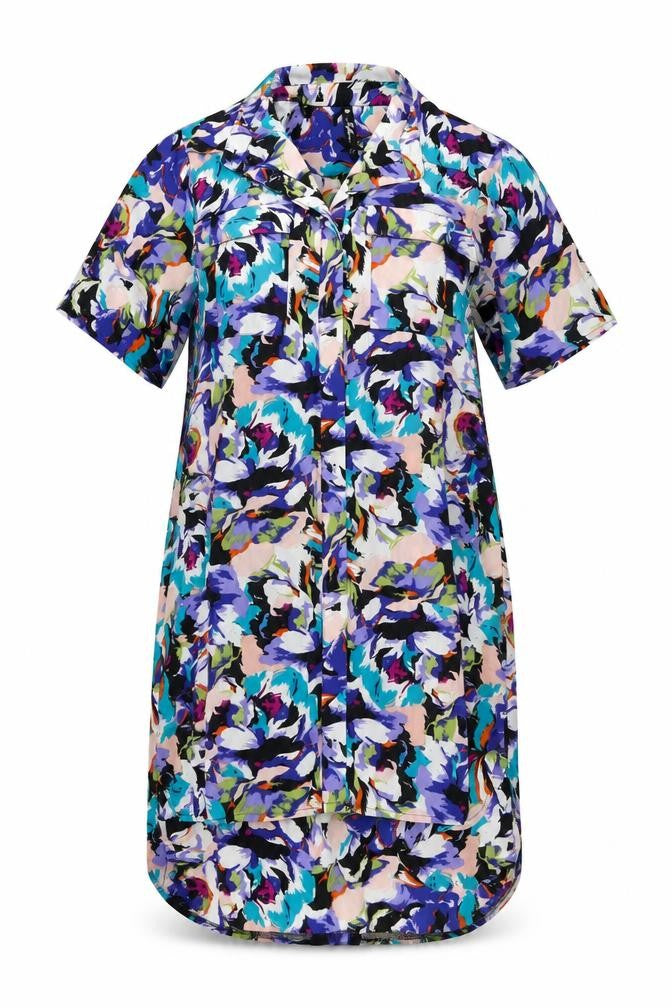 Front view of Influence Women's Multicoloured Floral Shirt Dress, size 12