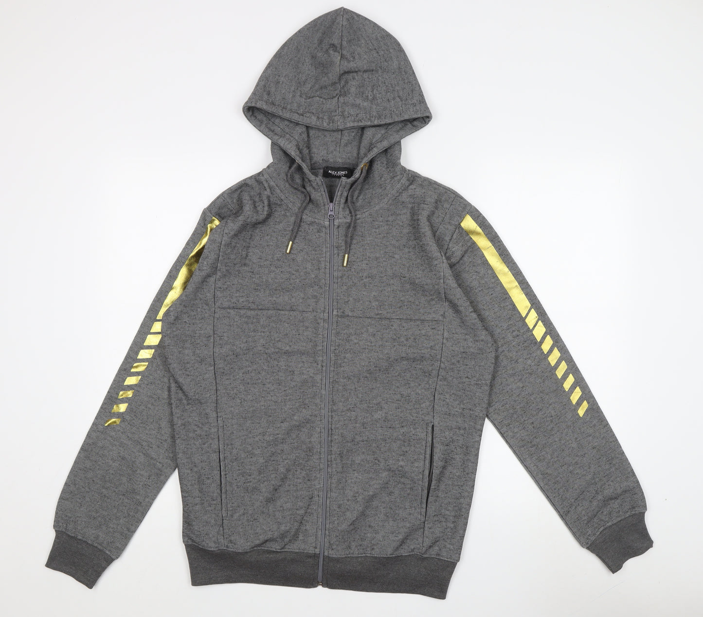 Alex Jones London Men's Grey Full Zip Hoodie, Size S