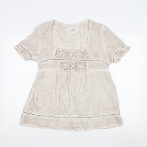 Malvin Women's Beige Crochet Blouse Size 14
