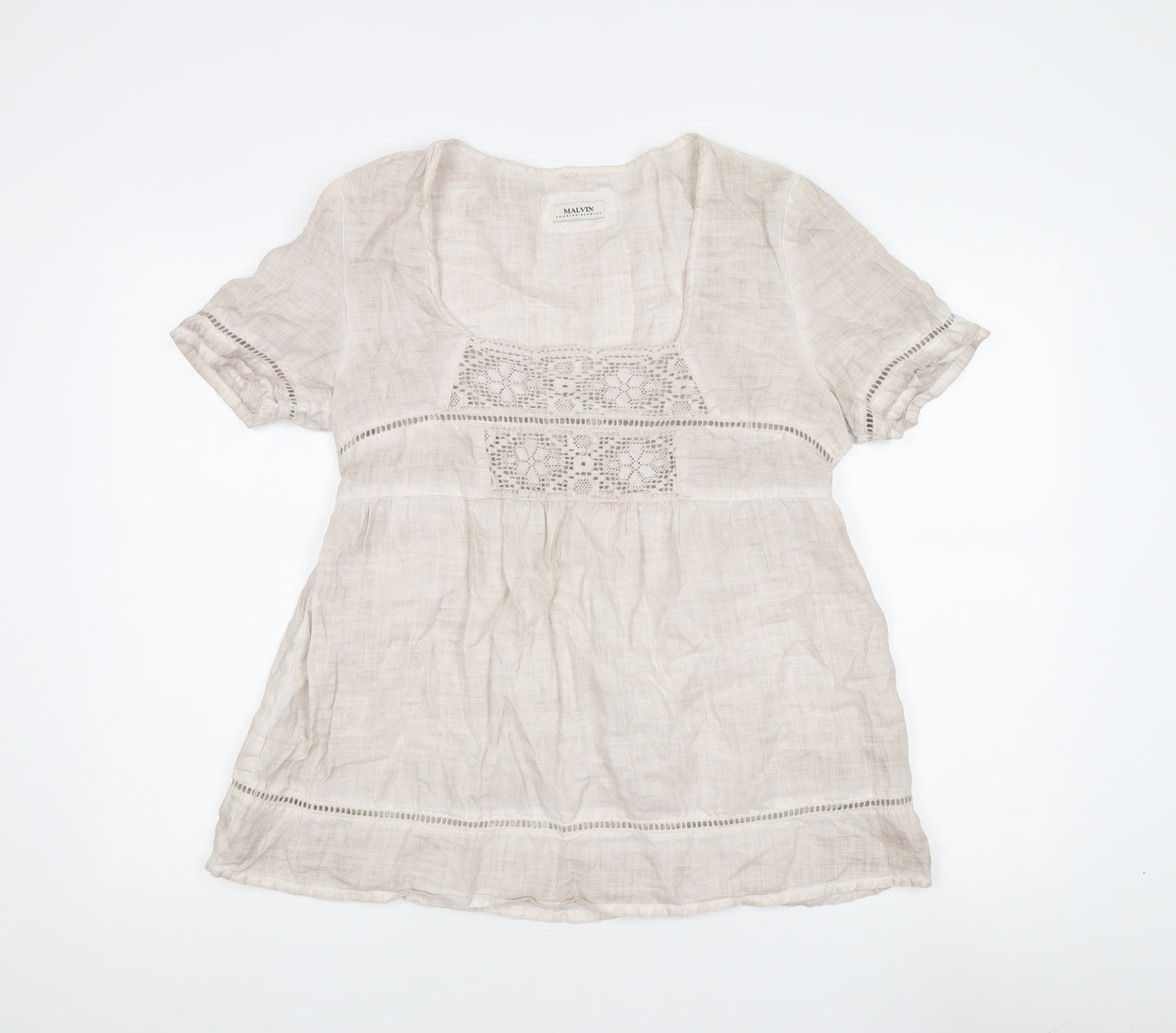 Malvin Women's Beige Crochet Blouse Size 14