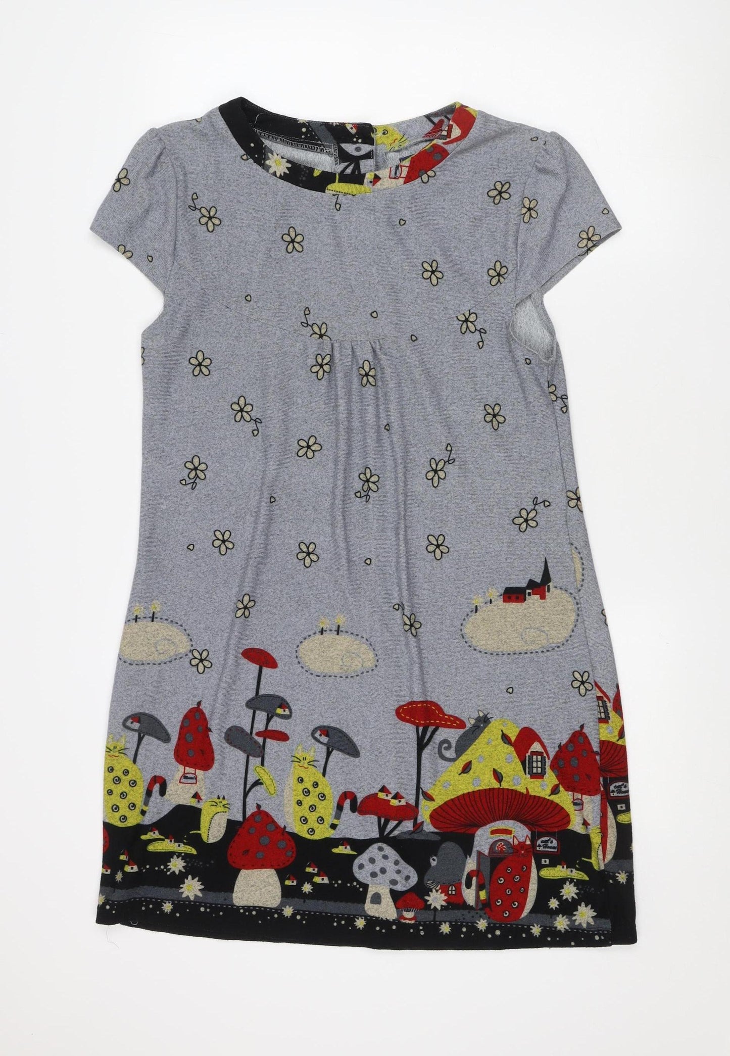 New York Laundry Women's Grey Floral T-Shirt Dress M